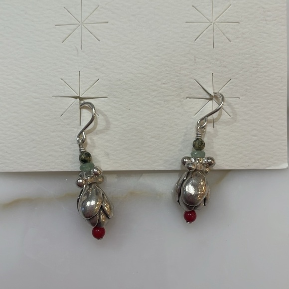 Sundance Catalog Sterling Silver “Tulip” Earrings—Coral/Green Aventurine-NWOT - Picture 6 of 6